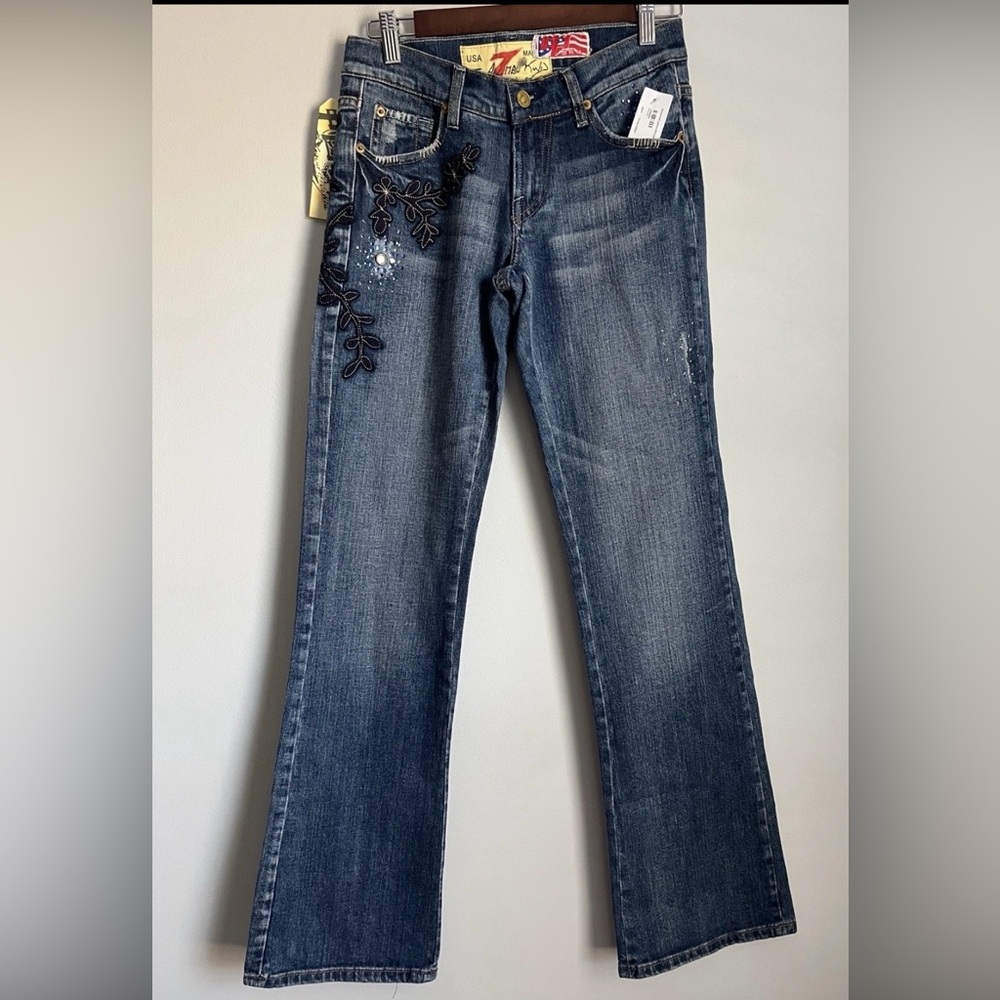 New Y2K 7 For All ManKind Women Embellished Rhinestone The Great China Jeans 27